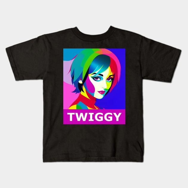 Twiggy Pop Art Kids T-Shirt by MtWoodson